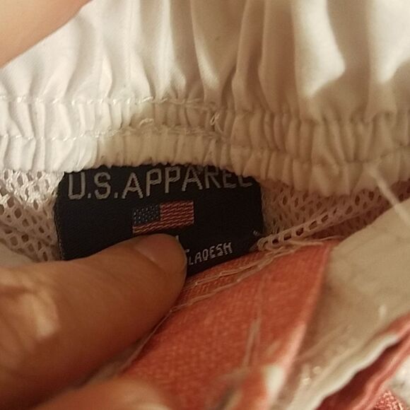 U.S. Polo Assn. Men's Pink White Hawaiian Mesh Lined Swim Trunks Size 2XL - Picture 3 of 4